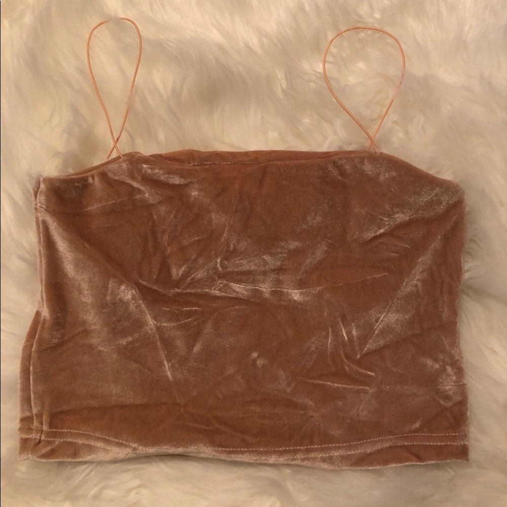 Beige velvet crop top